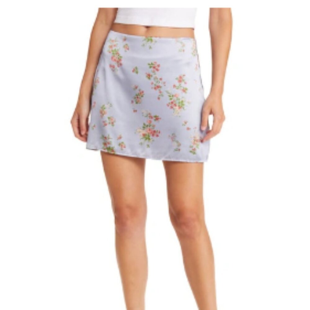 Reformation Floral Mini Skirt in Lavender and Pink